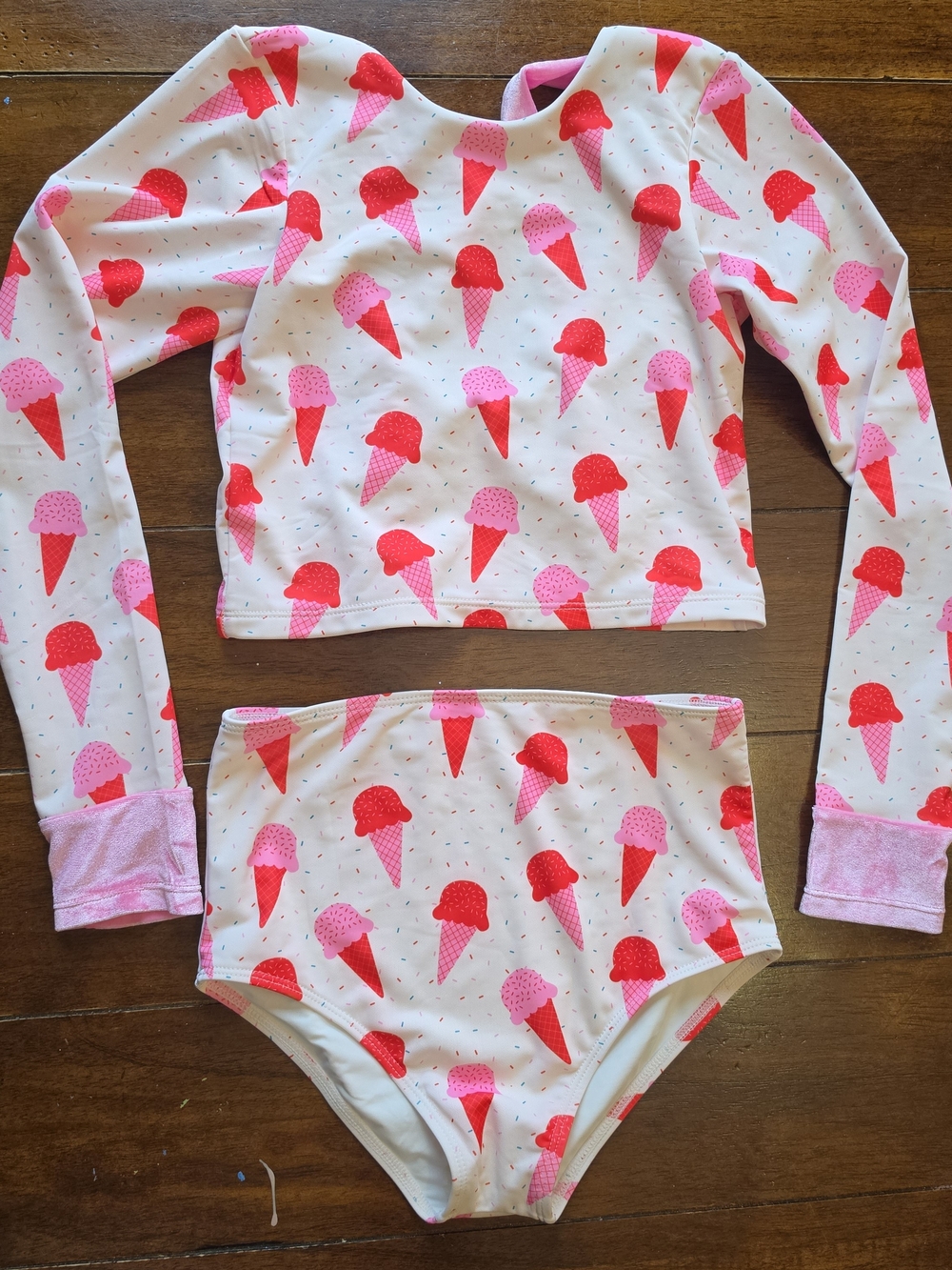 Saint Ida Pink & Red Ice Cream Rash Guard Set